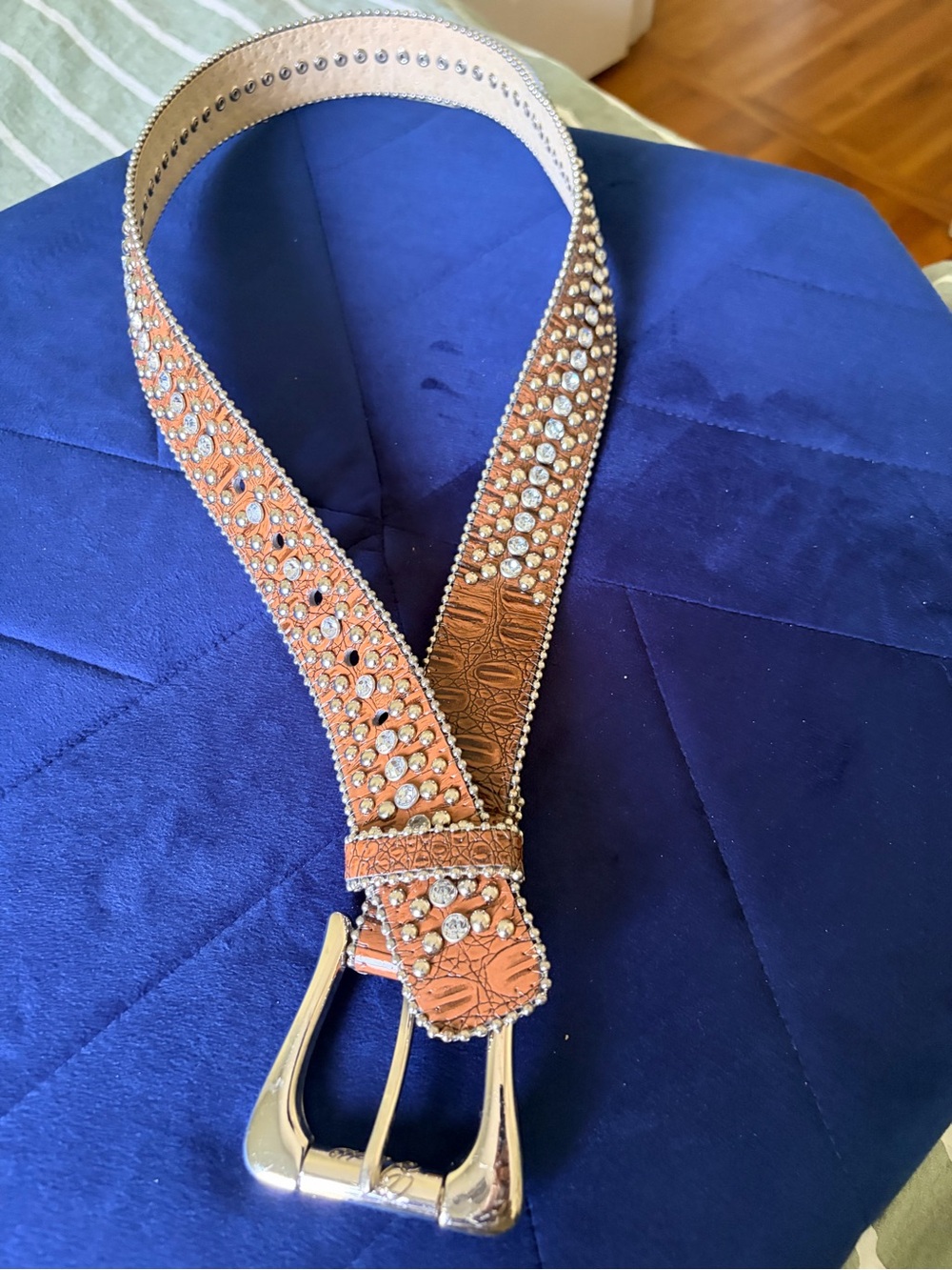 Guess Rhinestone Embellished Tan Women's Belt